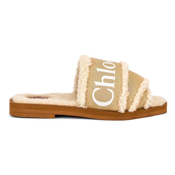 Chloe Shoes - NWT Chloé Woody Shearling Slides in Soft Tan 39 EU